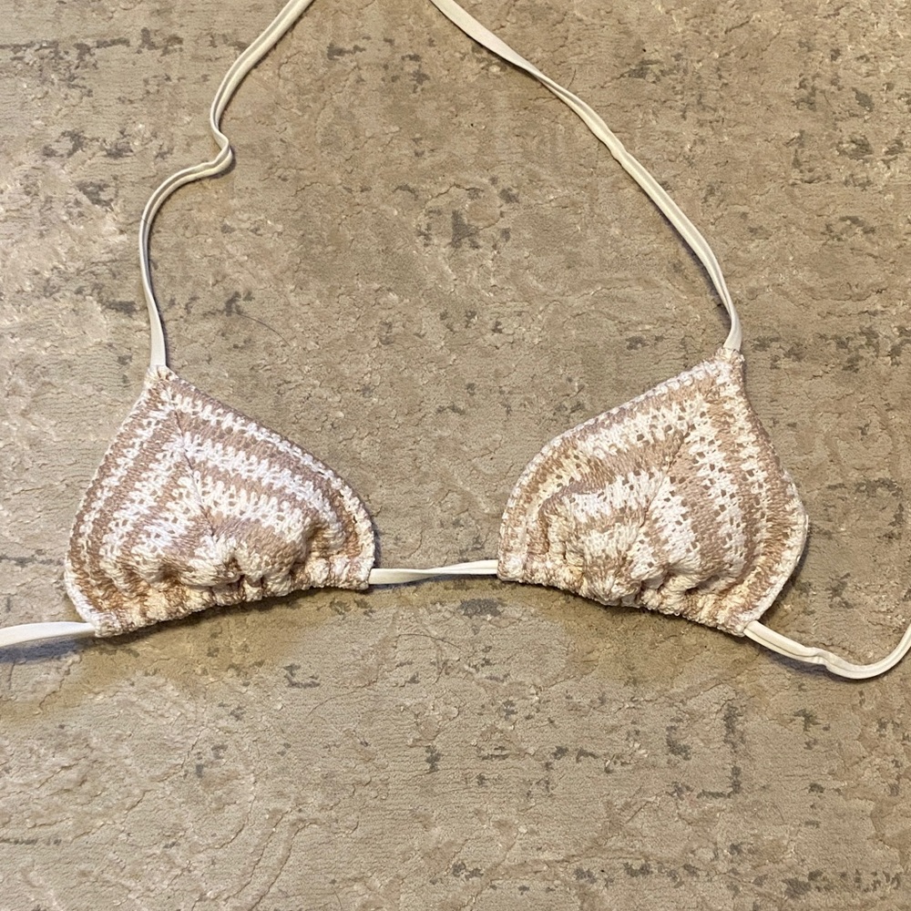 Hollister Cream and Tan Bikini Top